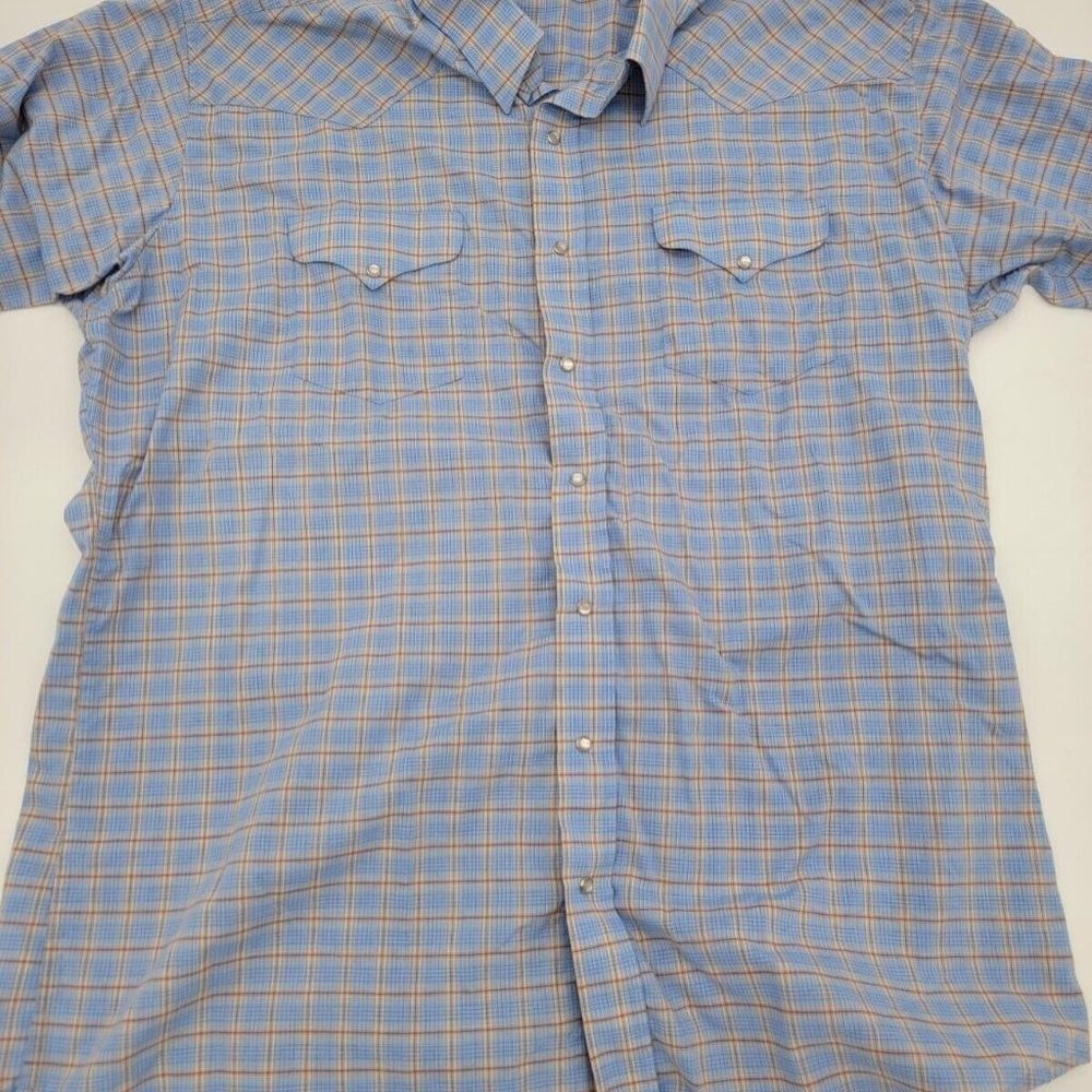 Panhandle Slim Blue and Tan Plaid Button-Down Shirt